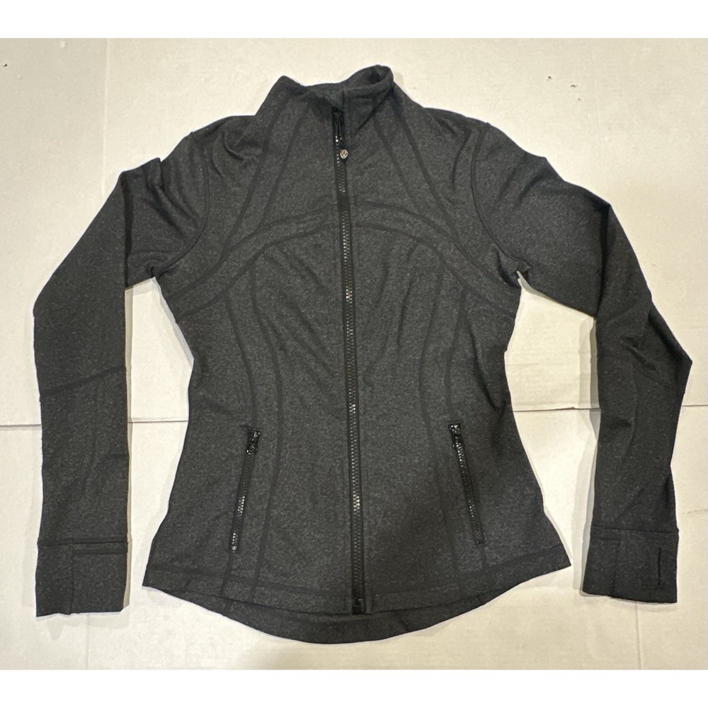 Lululemon Define Jacket Gray Black Full Zip Pockets Athletic Women's Size 8